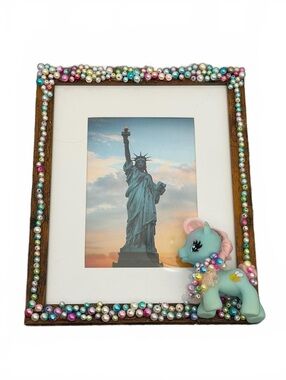Handmade My Little Pony Picture Frame Mermaid Pearl Beads 5x7 Photo OOAK Decor